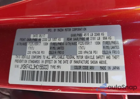 2017 Mazda Cx-5 Touring from USA, damaged, VIN JM3KFACL3H0155003